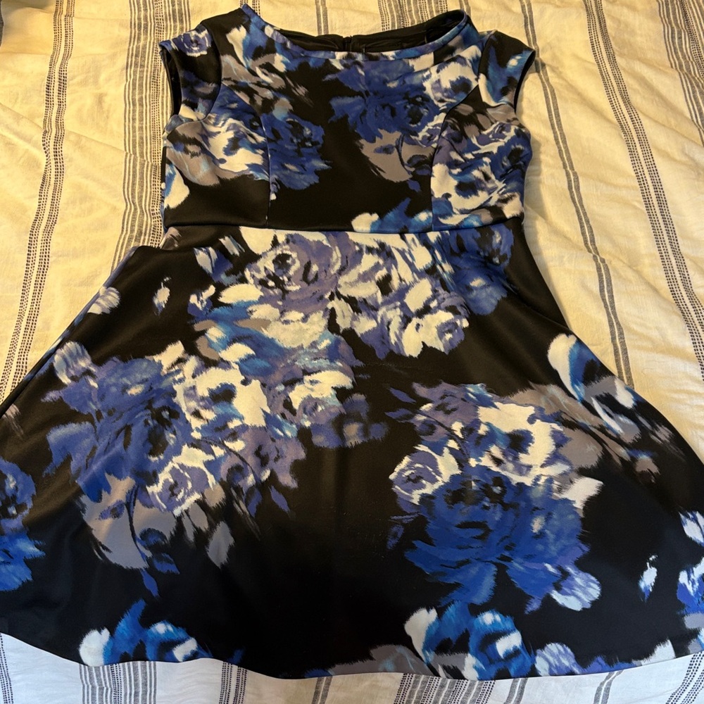 Cynthia Rowley Black and Blue Floral Mini Dress